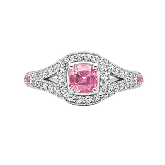 Anillo Zafiro Violeta 4 Uñas En Oro Blanco 18k