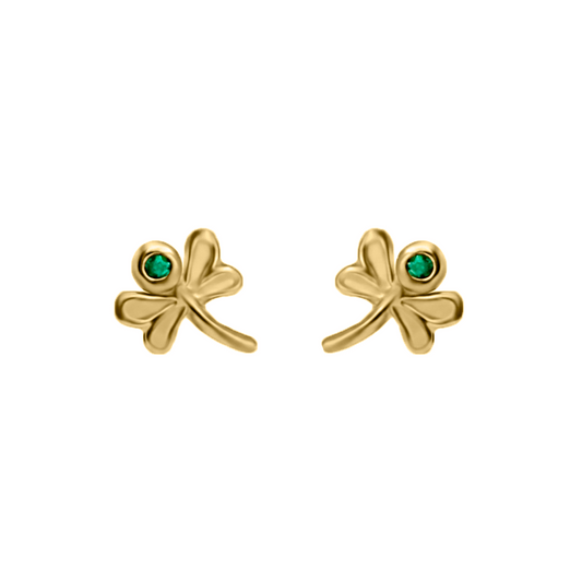 Topos Libelula Con Esmeralda En Oro Amarillo 18k