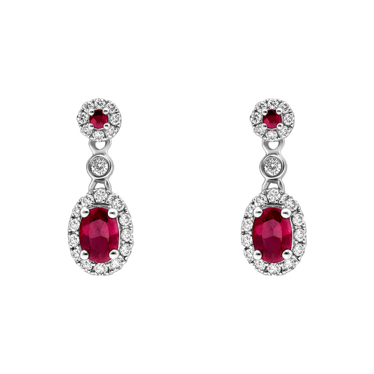 Aretes Solitarios  Oro blanco 18 k Marquesas Óvalos