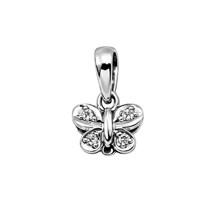 Dije Mariposa Peq. Oro Blanco 18k