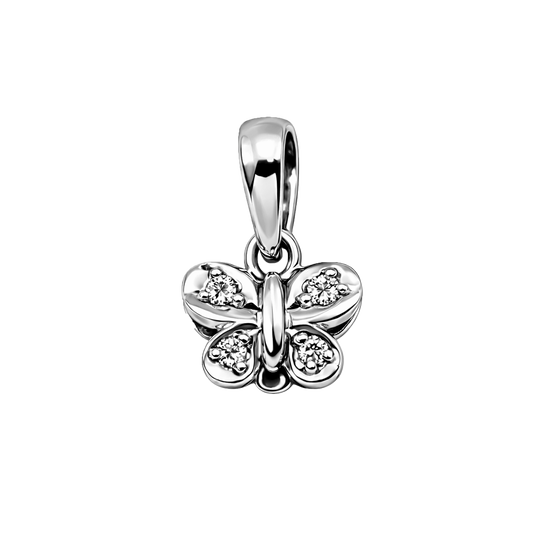 Dije Mariposa Peq. Oro Blanco 18k