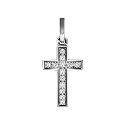 Dije Cruz en Oro Blanco 18 K con Diamante