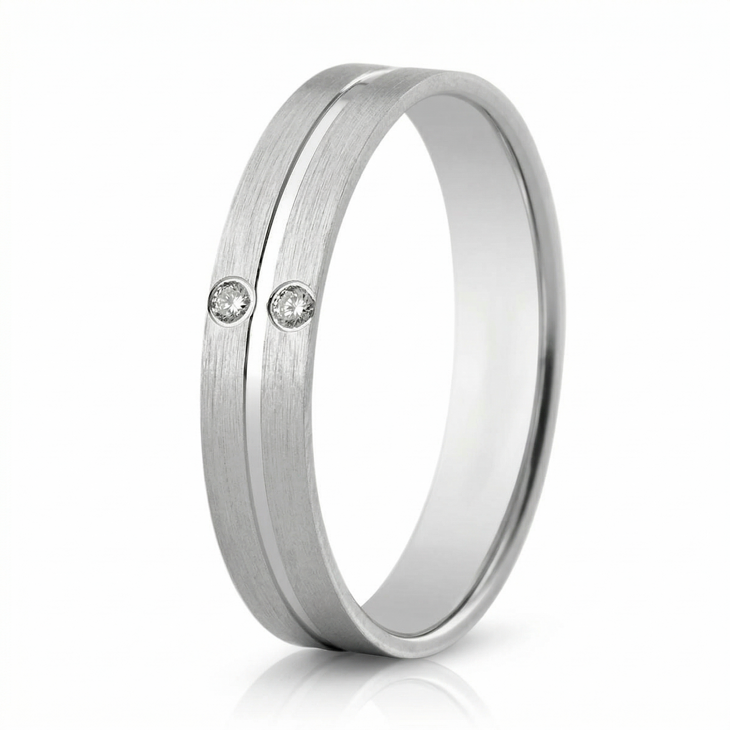 Anillo de matrimonio con rodio efecto Baño de Oro Blanco en Plata  con circones