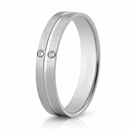 Anillo de matrimonio con rodio efecto Baño de Oro Blanco en Plata  con circones