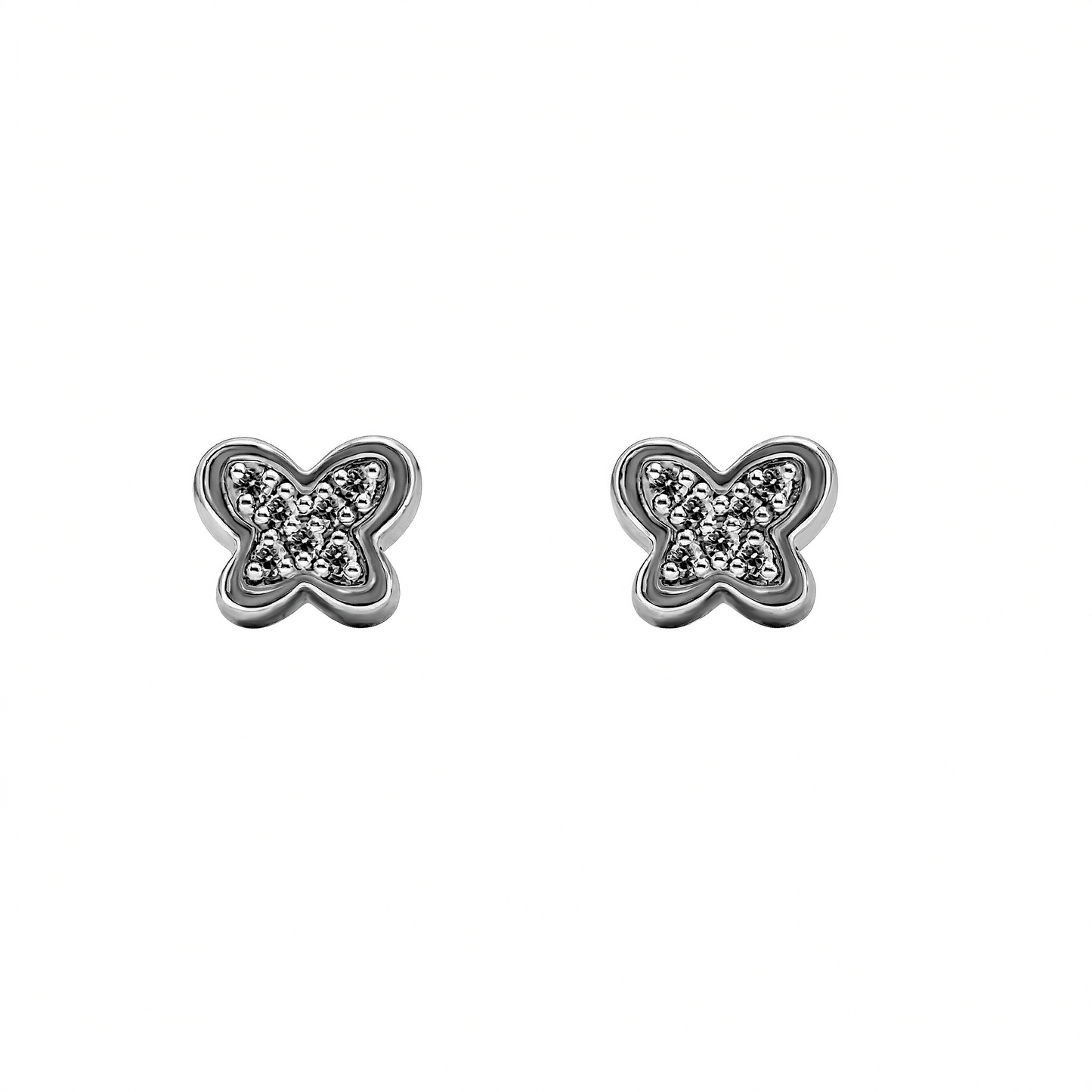 Aretes De Mariposa En Oro Blanco Con Diamantes