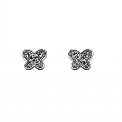 Aretes De Mariposa En Oro Blanco Con Diamantes