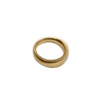 Anillo en Oro Amarillo 18k estilo Rustico con Diamantes