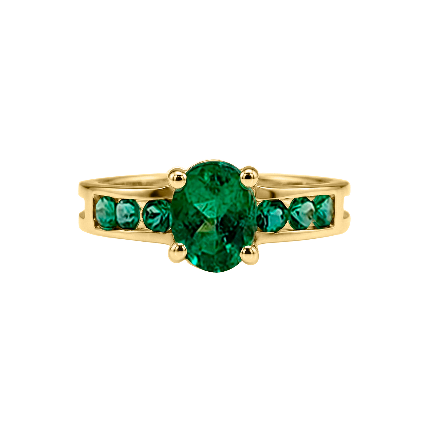 Anillo Ovalo Esmeralda Adornado