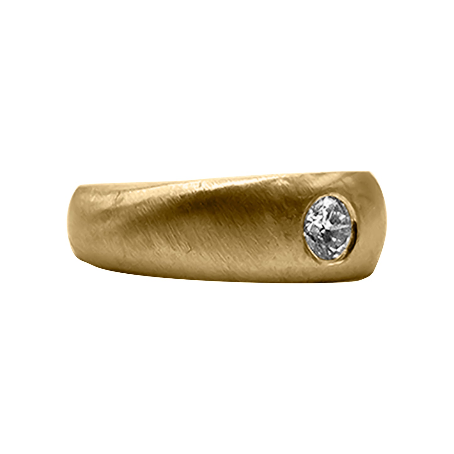 Anillo en Oro Amarillo 18k estilo Rustico con Diamantes
