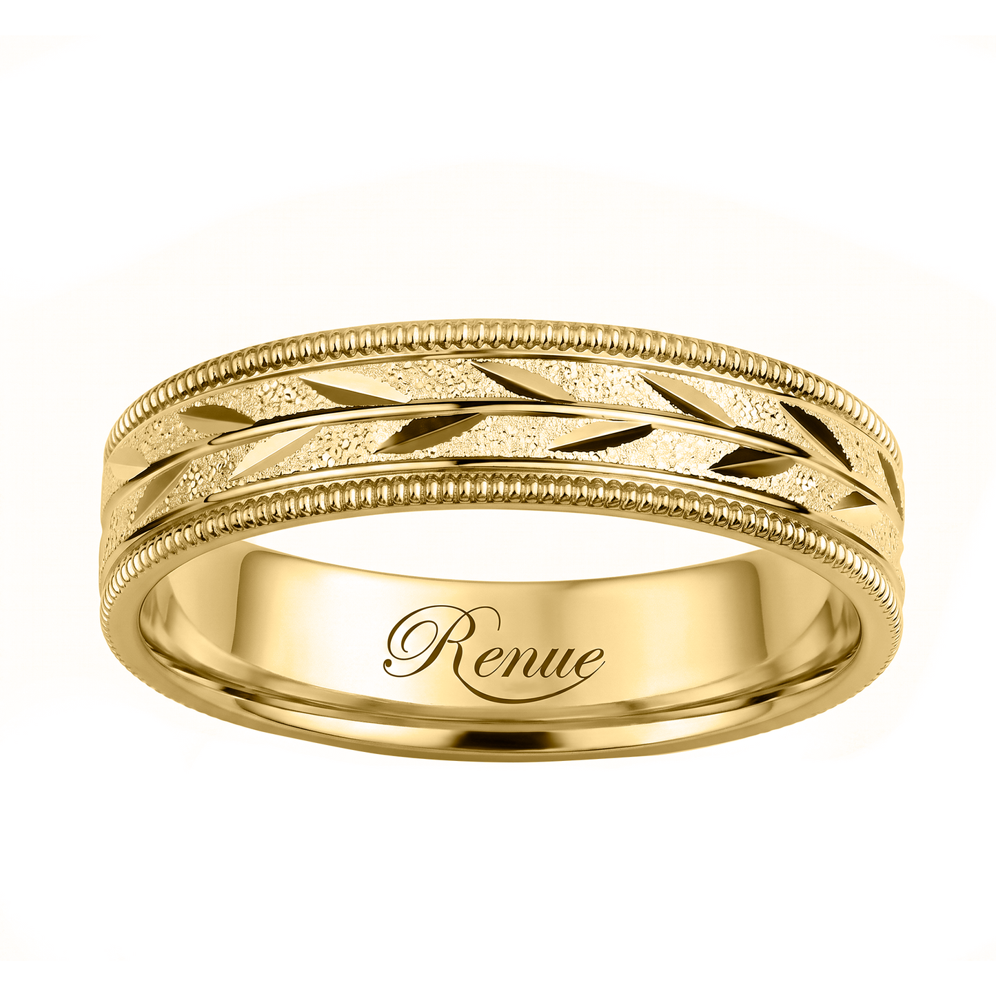 Argolla de Matrimonio con Diseño de  Laurel en oro 10k y 14k