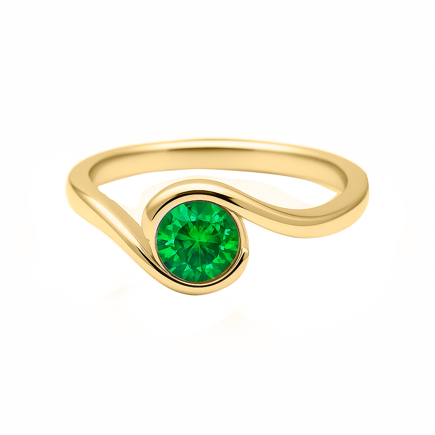Anillo Solitario de Compromiso en oro 10k y 14k Hombros Cruzados