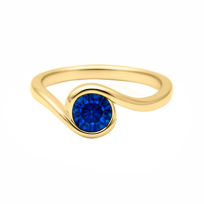 Anillo Solitario de Compromiso en oro 10k y 14k Hombros Cruzados