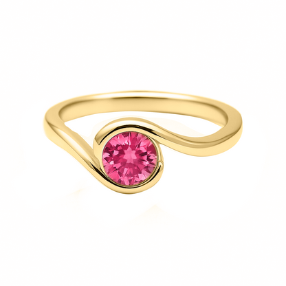 Anillo Solitario de Compromiso en oro 10k y 14k Hombros Cruzados