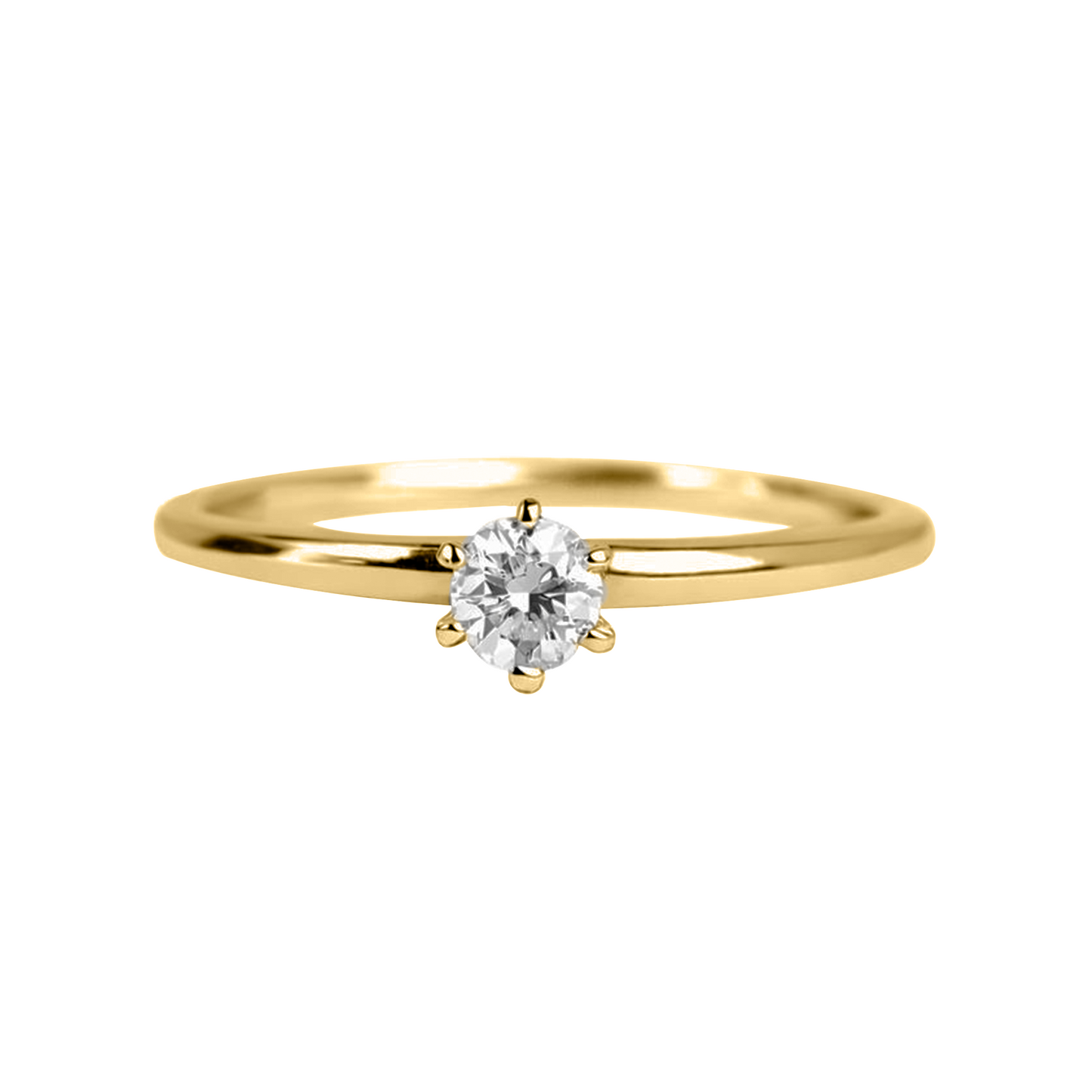 Anillo De Compromiso En oro 10K y 14k  Con Circón De 6 uñas