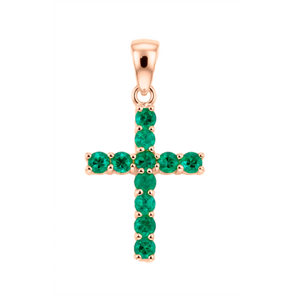 Cruz en  Oro 18k con Esmeralda