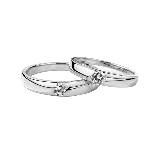 Argolla de matrimonio brazos cruzando circones en plata