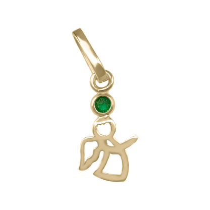 Dije De  ángel  en oro amarillo 18 k con Gemas