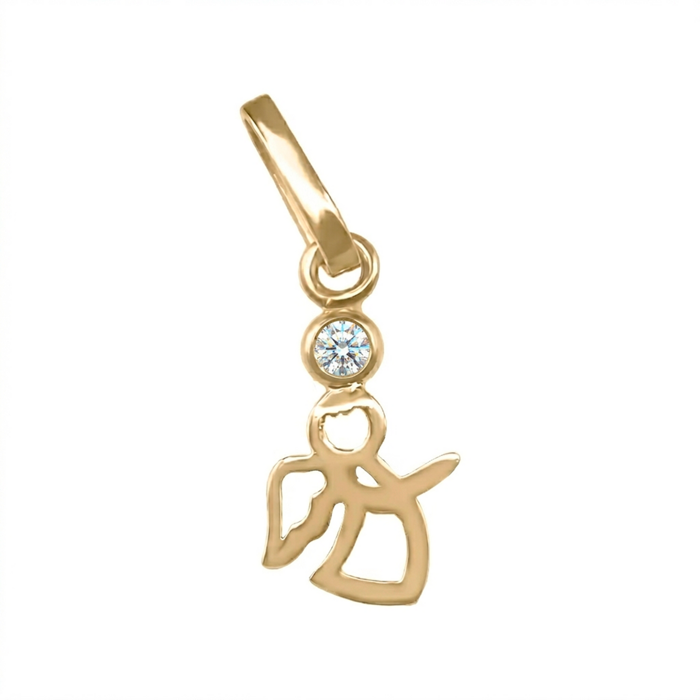 Dije De  ángel  en oro amarillo 18 k con Gemas