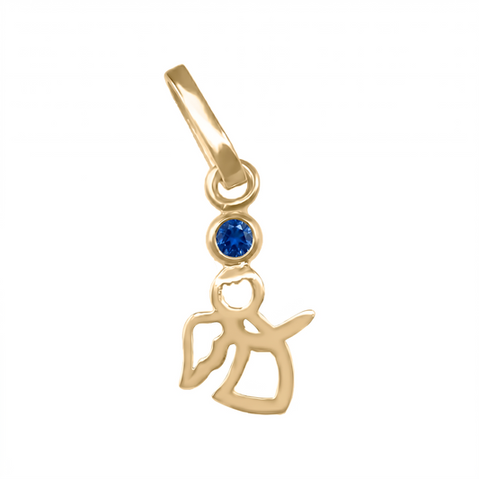 Dije De  ángel  en oro amarillo 18 k con Gemas