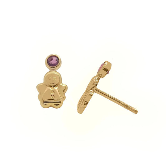 Topos De Angel Con Gema En Oro Amarillo 18k