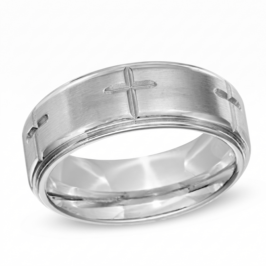 Anillo cruz en plata