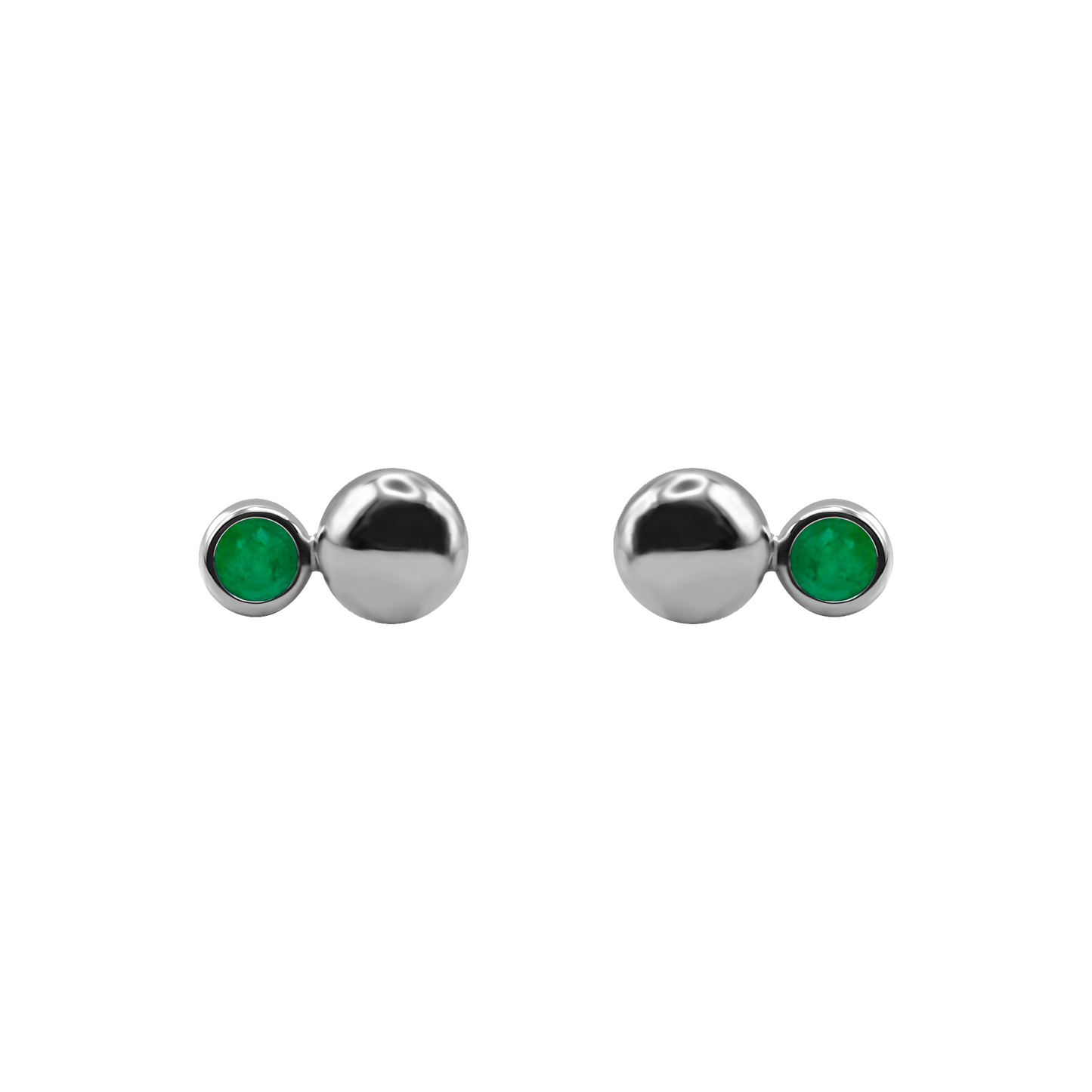 Aretes En Oro Blanco 18k Con Esmeralda