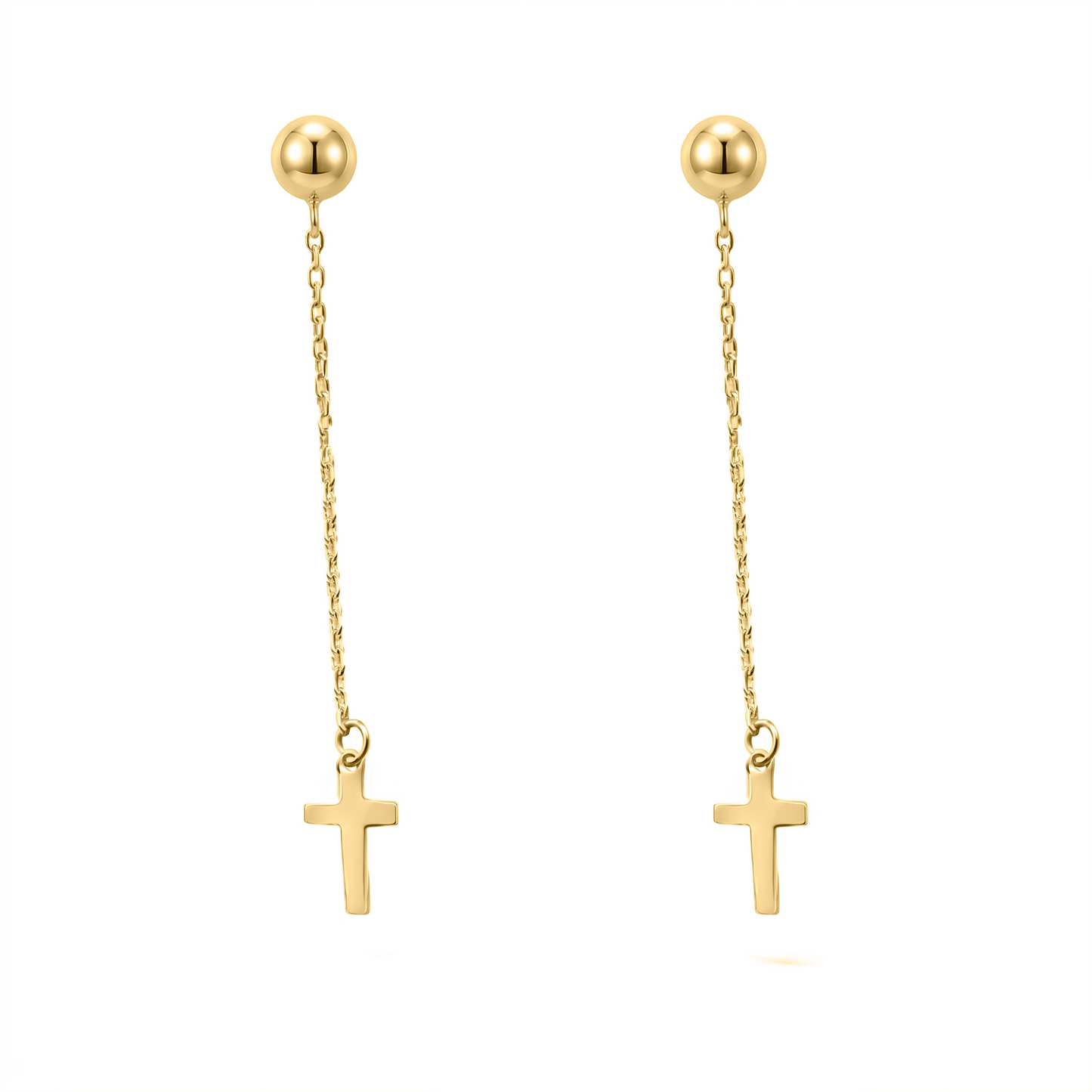 Topos De Cadena Con Cruces En Oro Amarillo 18k Para Mujer