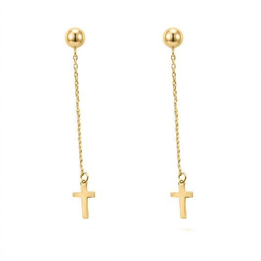 Topos De Cadena Con Cruces En Oro Amarillo 18k Para Mujer