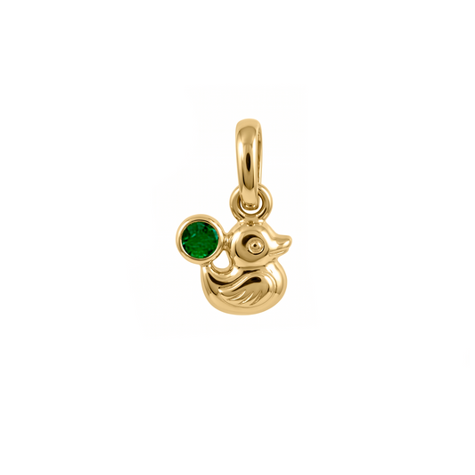 Dije pato Oro Amarillo 18 k con esmeralda