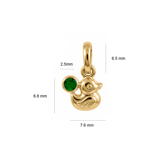 Dije pato Oro Amarillo 18 k con esmeralda