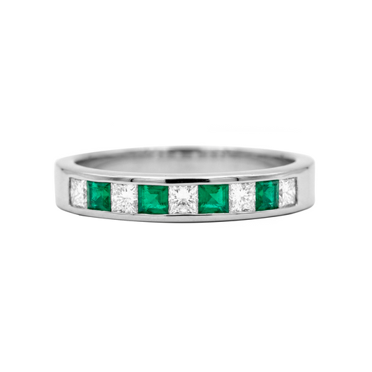 Cintillo con esmeraldas y diamantes Princes en plata