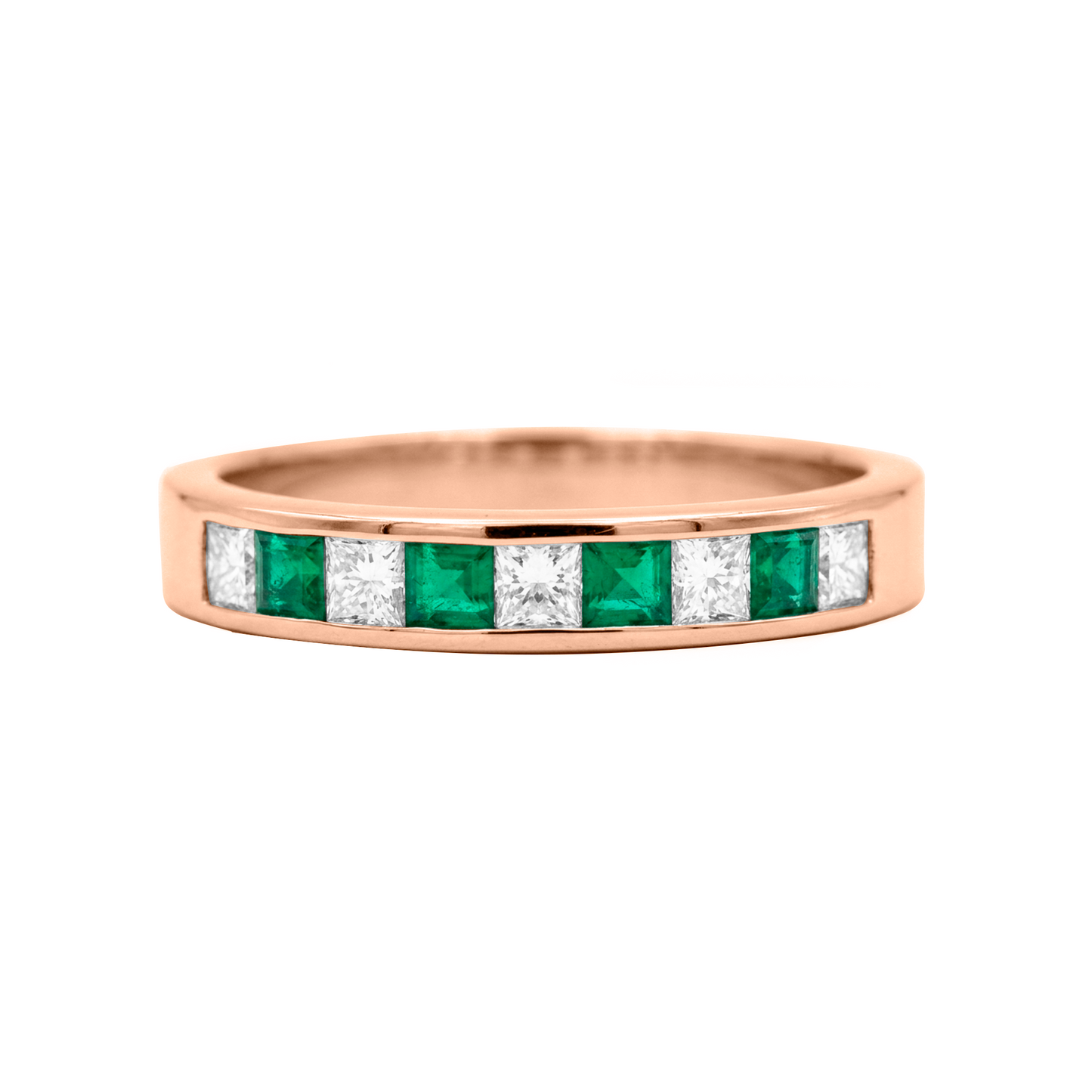 Cintillo con esmeraldas y diamantes Princes en Oro blanco 18 k