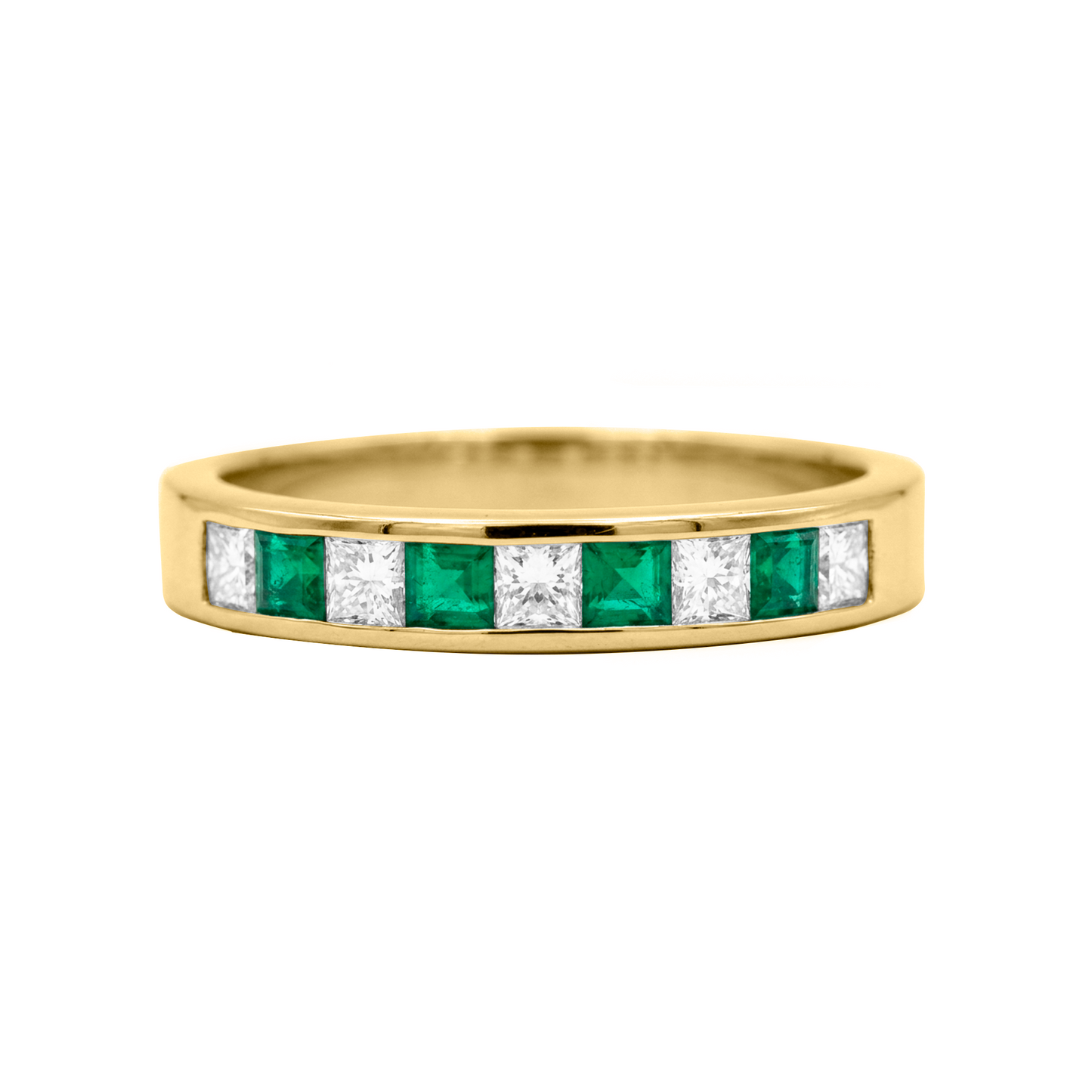Cintillo con esmeraldas y diamantes Princes en Oro blanco 18 k