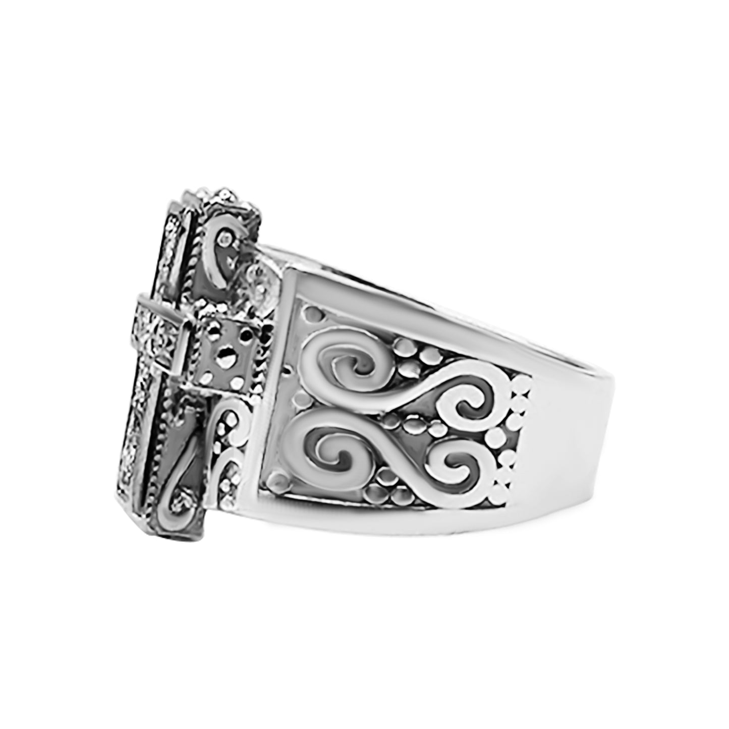 Anillo en Oro  18k Cruz con Diamantes