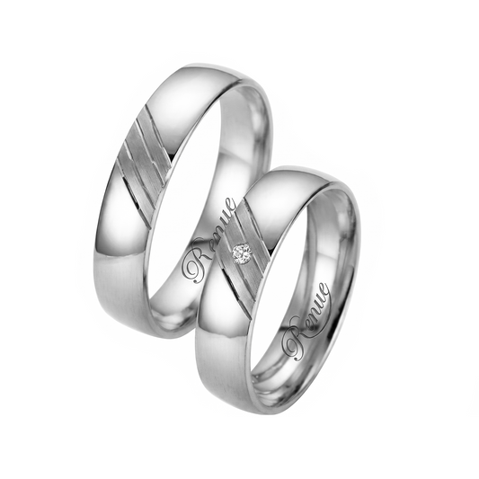 Argollas de Matrimonio rodio efecto oro blanco  En Plata .950