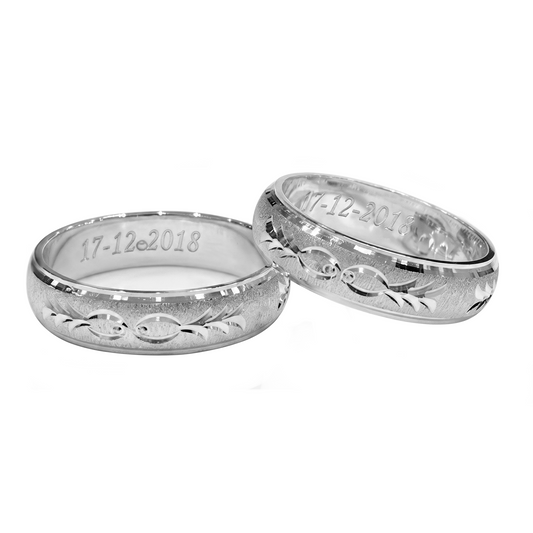 Par Argollas Matrimonio Plata 950 Estuche + Grabado Y Arras