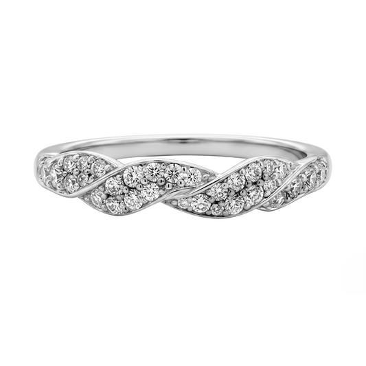 Cintillo Estilo Lazo Bell  en Oro Blanco 18k con Diamantes