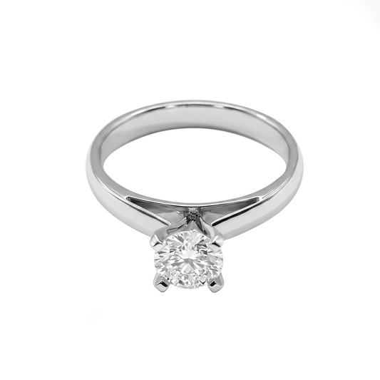 Anillo Solitario Clásico en Oro Blanco con Diamante de Joyería Renue