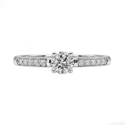 Anillo compromiso y Diamantes, oro blanco 18k