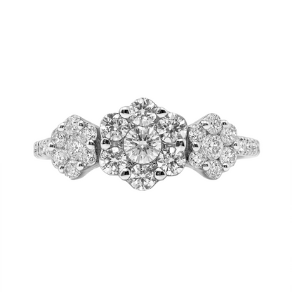 Anillo de Diamante 3 Flores