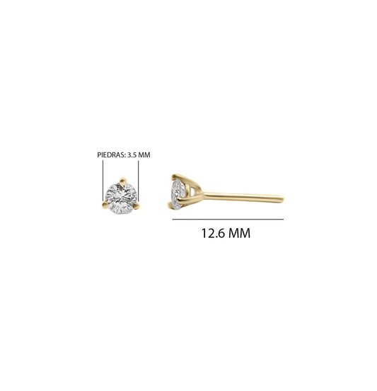 Topos 3 Uñas Con Diamante En Oro Amarillo 18k