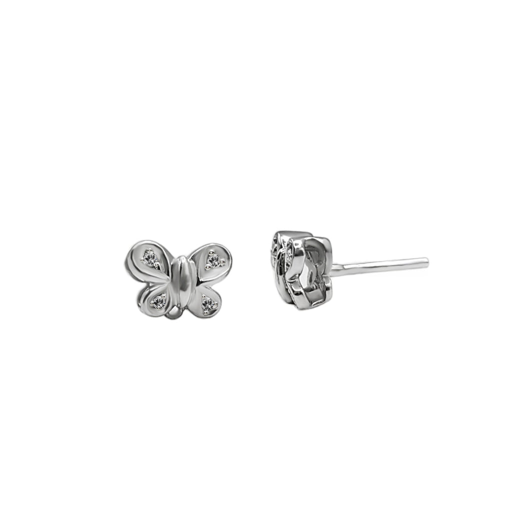Topos Mariposa Con Diamantes En Oro Blanco 18k