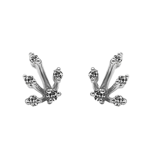 Aretes Con Diamantes En Oro Blanco 18k De Ramas