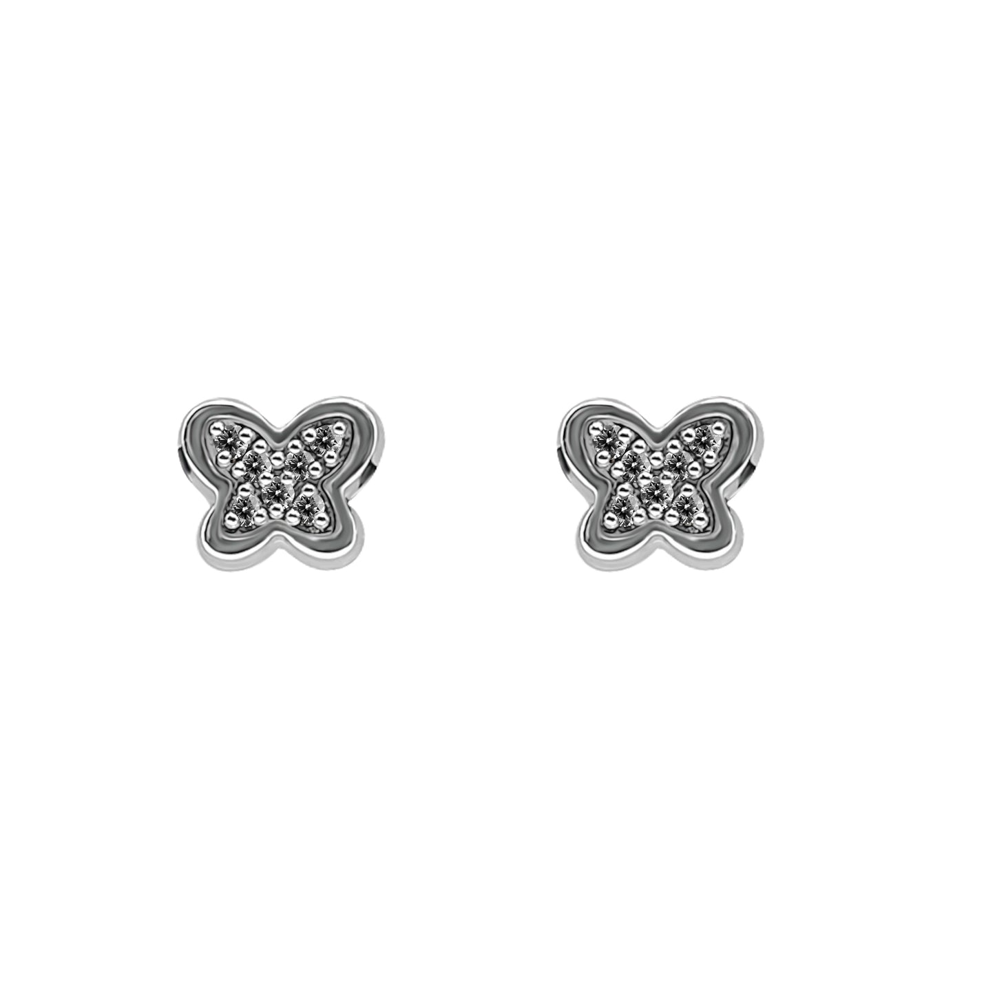 Aretes De Mariposa En Oro Blanco Con Diamantes