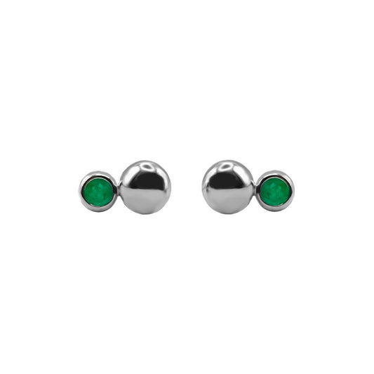Aretes En Oro Blanco 18k Con Esmeralda