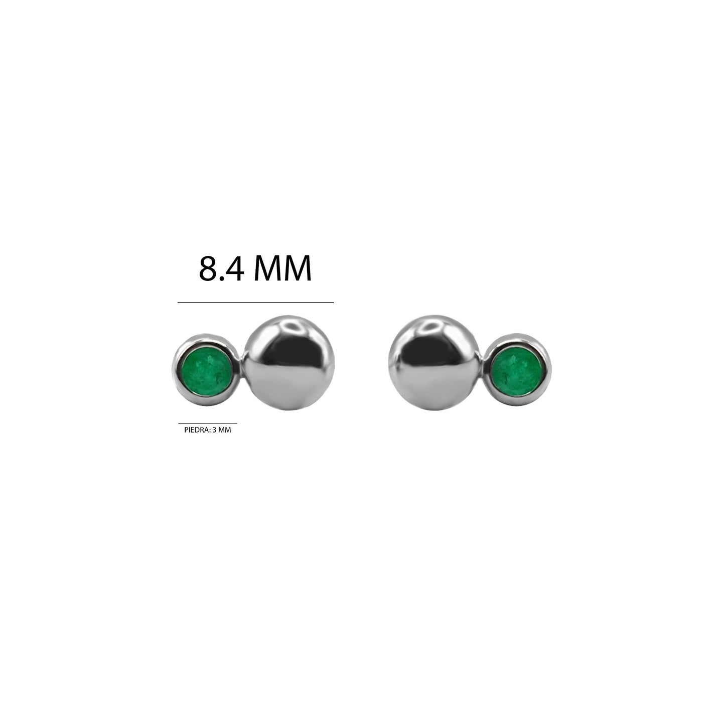 Aretes En Oro Blanco 18k Con Esmeralda