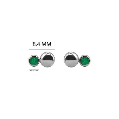 Aretes En Oro Blanco 18k Con Esmeralda