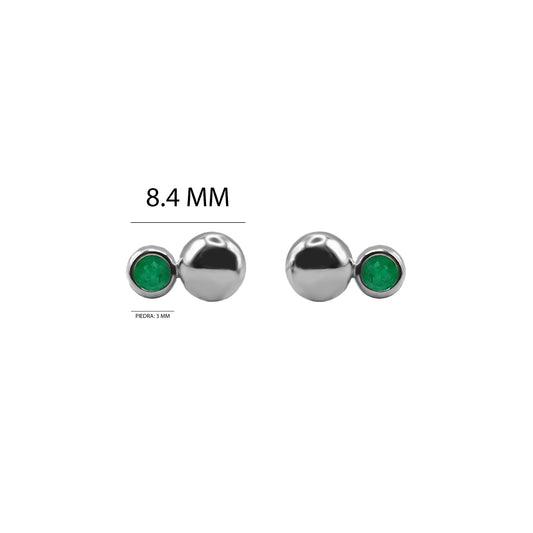 Aretes En Oro Blanco 18k Con Esmeralda