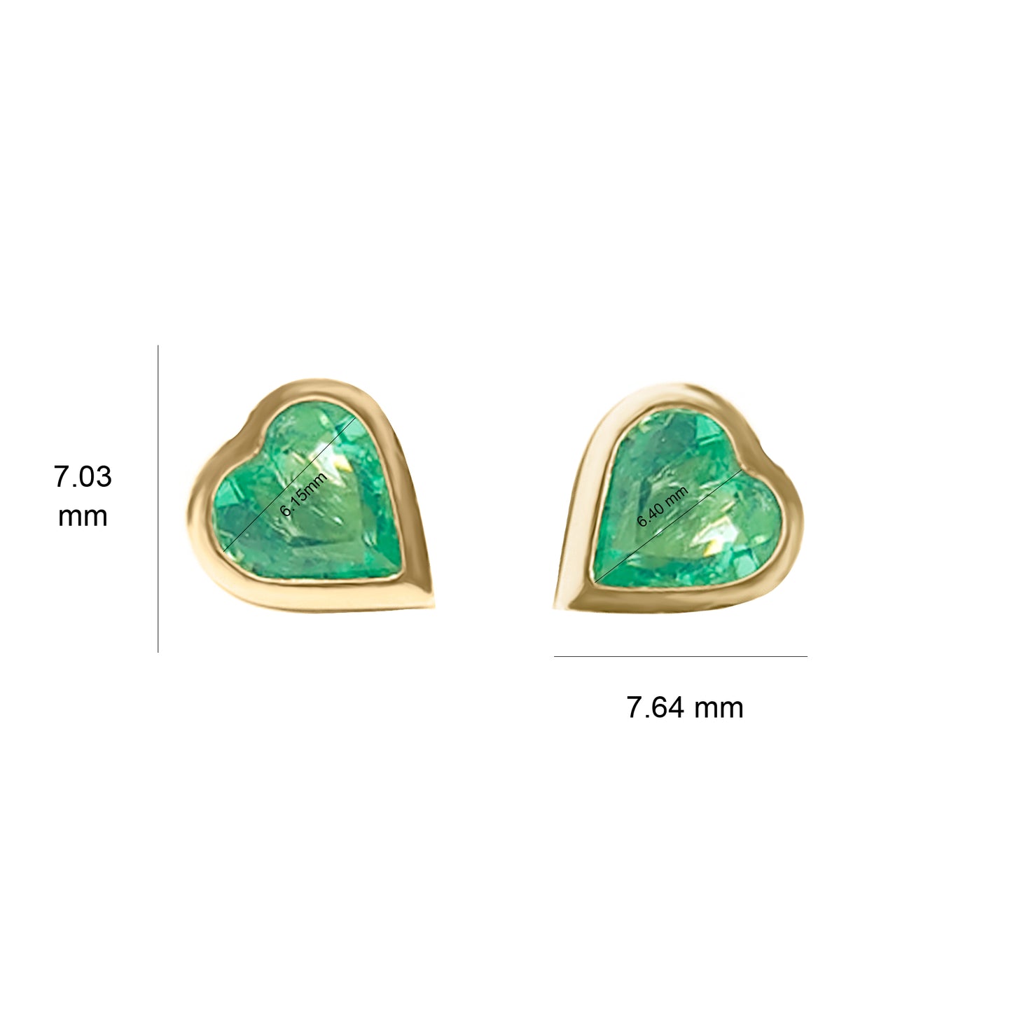Aretes De Corazón En Esmeralda En Oro Amarillo 18k