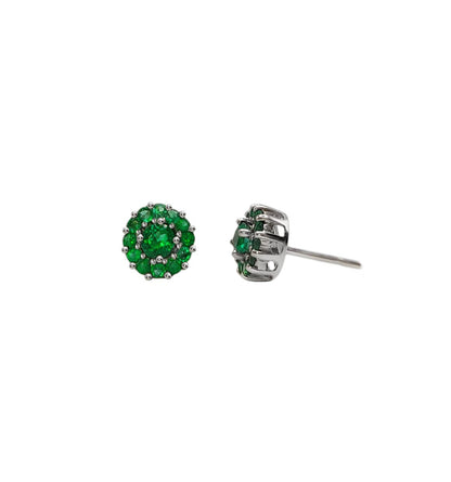 Aretes Marquesa con Esmeralda en Oro Blanco 18k